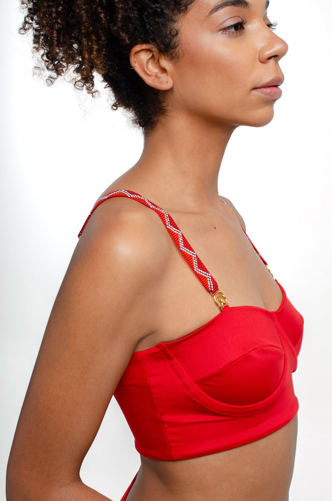 Cata Top Red + Beaded Straps