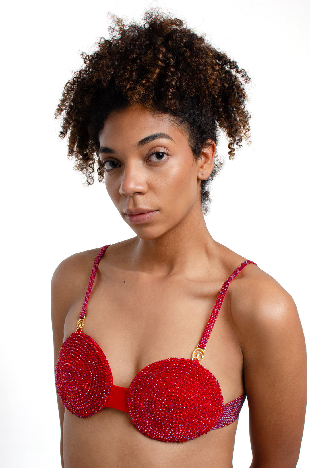 Vida Crochet Beaded Top Red