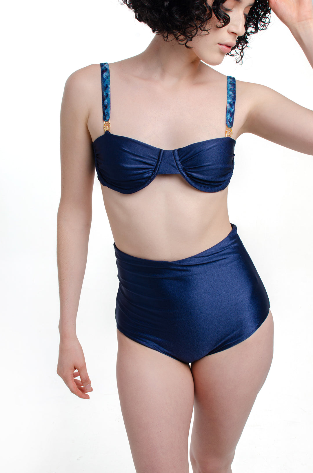 Ara Top Navy + Beaded Straps