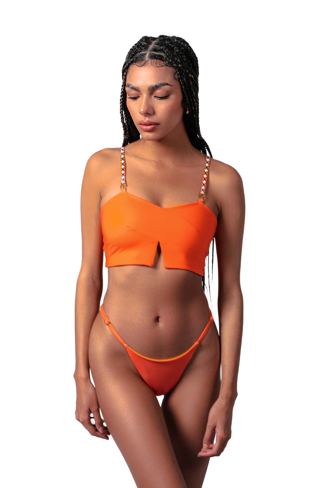 Ona Top Orange + Beaded Straps